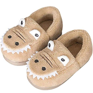 JACKSHIBO Girls Boys Home Slippers Warm Dinosaur House Slippers For Toddler Fur Lined Winter Indoor ...