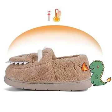 JACKSHIBO Dinosaur Slippers for Toddler Winter Comfort