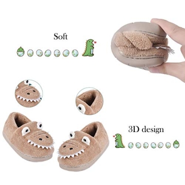 JACKSHIBO Dinosaur Slippers for Toddler Winter Comfort