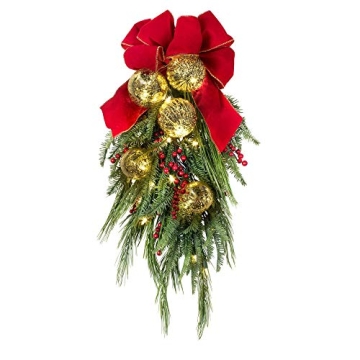 Balsam Hill Pine Peak Holiday Prelit Artificial Christmas Swag, 30 Inches, LED Clear Lights