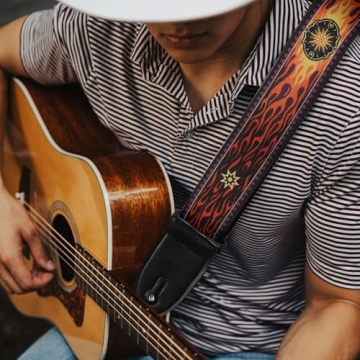 Cobahom 2 Packs Guitar Strap with Leather Ends, Adjustable Guitar Straps for Electric and Acoustic G...