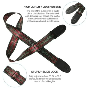 Cobahom Vintage Guitar Straps with Leather Ends Set