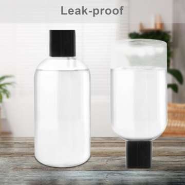 2 Pack 8 oz Empty Plastic Bottles with Black Disc Caps Reusable Clear Leak-Proof Travel Squeeze Containers for Shampoo Conditioner Toiletries Liquid Soap