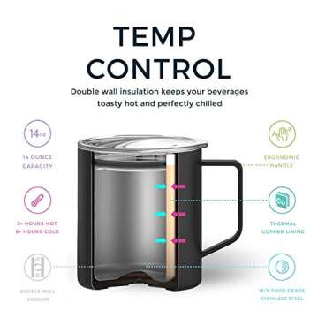 Maars Townie Insulated Coffee Mug, 14 oz | Double Wall Vacuum Sealed Camp Cup - Carnation Pink