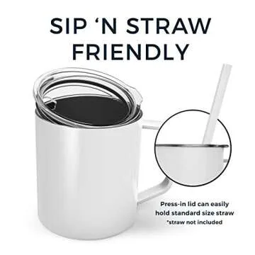 Maars Townie Insulated Coffee Mug, 14 oz | Double Wall Vacuum Sealed Camp Cup - Carnation Pink