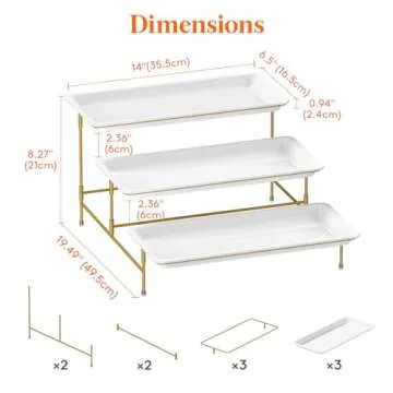 Lifewit 3 Tiered Plastic Serving Tray for Party Entertaining, 14"×6.5" Serving Food Display Platter...