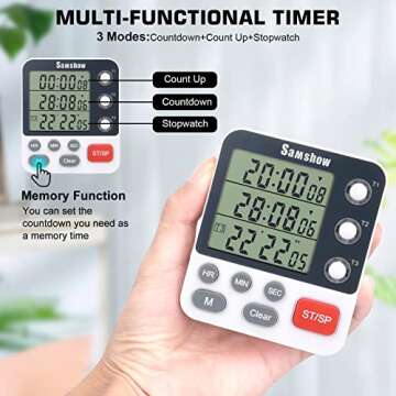Digital Dual Kitchen Timer 3 Channels Large Display
