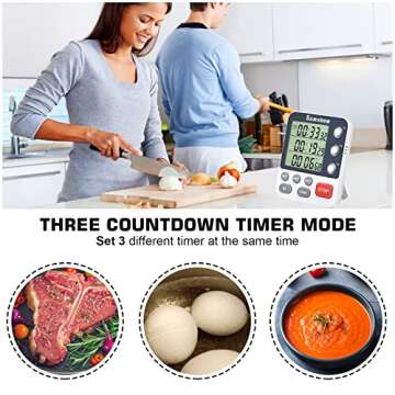 Digital Dual Kitchen Timer 3 Channels Large Display