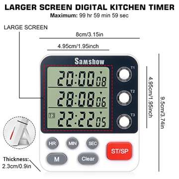 Digital Dual Kitchen Timer 3 Channels Large Display
