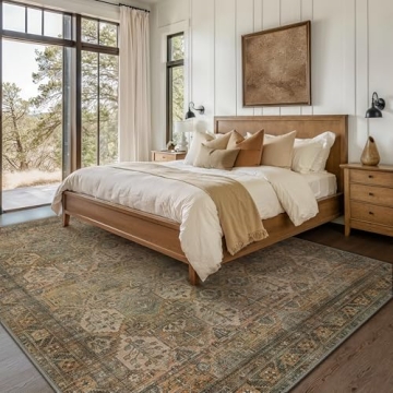 Bavni 8x10 Vintage Distressed Area Rug, Machine Washable