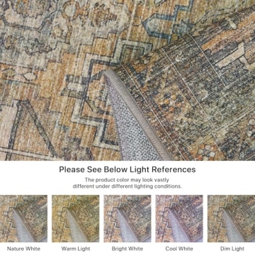 Bavni 8x10 Vintage Distressed Area Rug, Machine Washable