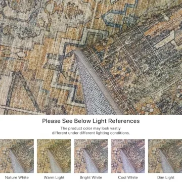 Bavni 8x10 Vintage Distressed Area Rug, Machine Washable