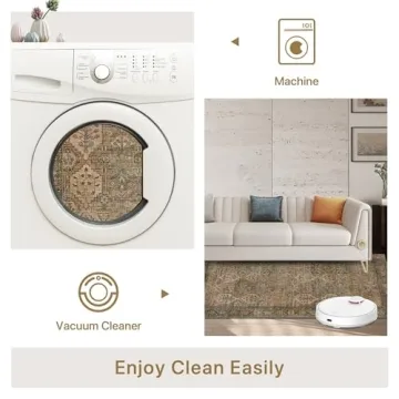 Bavni 8x10 Vintage Distressed Area Rug, Machine Washable