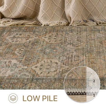 Bavni 8x10 Vintage Distressed Area Rug, Machine Washable