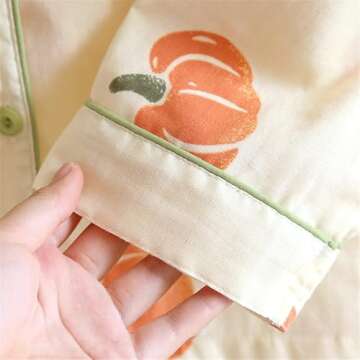 Shanghai Story Pumpkin Print Pajamas Long Sleeve Sleepwear Button Down Pj Sets Loungewear Set Size M Yellow