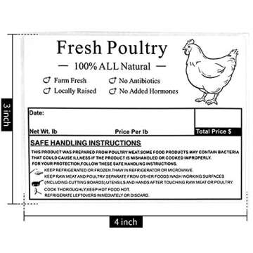 Poultry Freezer Labels,4x3 Inch with Handling Instructions Exemption,50 Pcs