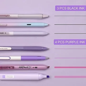 WRITECH Aesthetic Gel Pens & Highlighters Set for Creatives