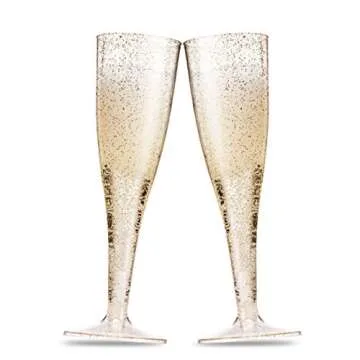 Disposal Gold Glitter Champagne Flutes - Perfect for Events