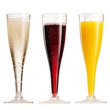 Disposal Gold Glitter Champagne Flutes - Perfect for Events