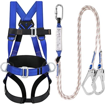 TT TRSMIMA Safety Harness Fall Protection Kit: Full Body Roofing harnesses with Shock Absorbing Lany...