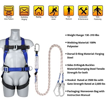 TRSMIMA Safety Harness Fall Protection Kit with Lanyard