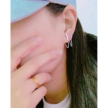 Bar Chain Dangle Earrings for Women - Sterling Silver