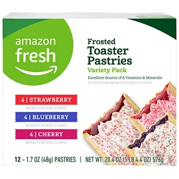 Amazon Fresh Toaster Pastries Variety Pack - Strawberry, Blueberry, Cherry, 12ct