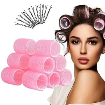 Self Grip Hair Roller Curlers Set - 12pcs Large Rollers for Effortless Styling