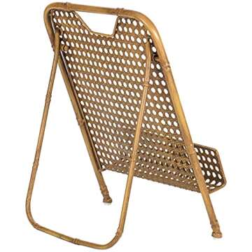 Red Co. 13.5 x 10 inch Decorative Foldable Metal Wire Bamboo Cookbook Stand & Recipe Holder, Aged Go...