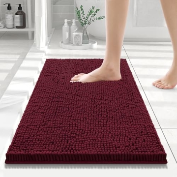 Smiry Luxury Chenille Bathroom Rugs 24x16 - Soft, Absorbent & Non-Slip