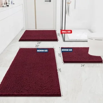 Smiry Luxury Chenille Bath Rugs - Soft & Absorbent Mat