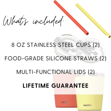 CUPKIN 8 oz Insulated Kids Tumbler Set in Coral Yellow