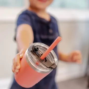 CUPKIN 8 oz Insulated Kids Tumbler Set in Coral Yellow