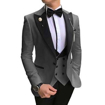 Elegant Jiaoyunshi Men Slim Fit 3 Piece Tuxedo Suit - Perfect for Weddings