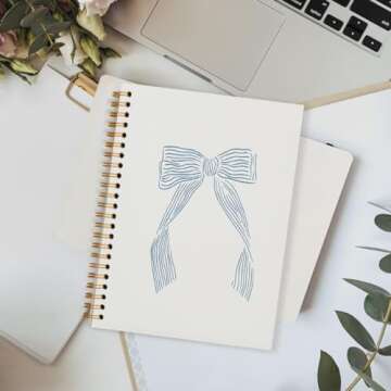 FLVGE Bow Notebook Journal, Retro Bowknot Bow Spiral Notebook, Coastal Granddaughter Aesthetic Colle...