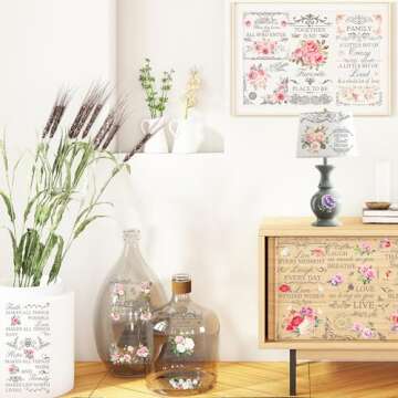 Vintage Flower Rub on Transfers for Elegant Home Decor