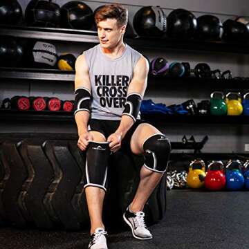 AEOLOS Knee Sleeves (1 Pair)，7mm Compression Knee Braces for Heavy-Lifting,Squats,Gym and Other Sports (Large, Black)