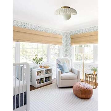 Fluted Marble Flush Mount Light. 12" Wx12 Dx9.5 H