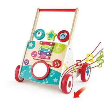 Hape Wooden Push and Pull Music Learning Walker for Toddlers