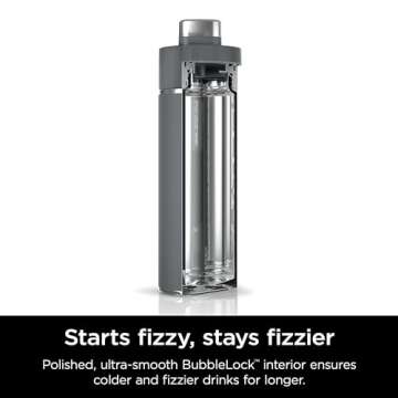 Ninja DW2401GY Thirsti 24oz Travel Water Bottle, For Carbonated Sparkling Drinks, Colder and Fizzier Longer, Leak Proof, 24 Hrs Cold, Dishwasher Safe, Stainless Steel Insulated Tumbler, Charcoal Gray