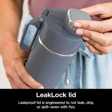 Ninja DW2401GY Thirsti 24oz Travel Water Bottle, For Carbonated Sparkling Drinks, Colder and Fizzier Longer, Leak Proof, 24 Hrs Cold, Dishwasher Safe, Stainless Steel Insulated Tumbler, Charcoal Gray