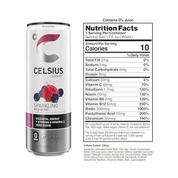 CELSIUS Sparkling Wild Berry, Functional Essential Energy Drink 12 Fl Oz (Pack of 12)