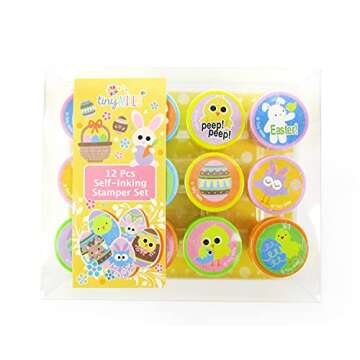 TINYMILLS 12 Pcs Easter Stamp Kit for Kids Self Inking Stamps Gift Easter Basket Filler Easter Hunt ...