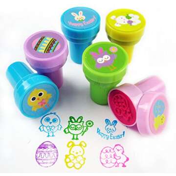 TINYMILLS 12 Pcs Easter Stamp Kit for Kids Self Inking Stamps Gift Easter Basket Filler Easter Hunt Prizes