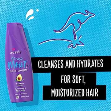 Aussie For Dry Hair Paraben Free Miracle Moist Shampoo W/Avocado & Jojoba, 12.1 Fluid Ounce