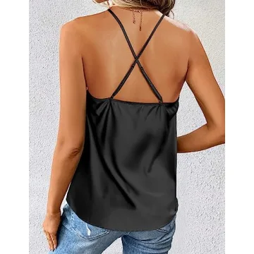 Elegant Zeagoo Women's Satin Cowl Neck Cami Top