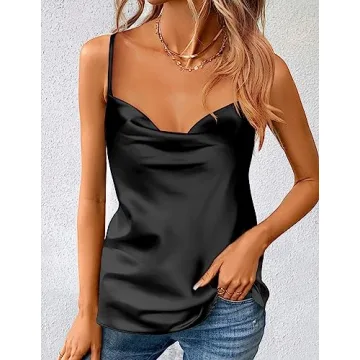 Elegant Zeagoo Women's Satin Cowl Neck Cami Top