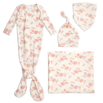 aden + anais Snuggle Knit Newborn Gift Set with Knotted Baby Gown, Swaddle Blanket, Infant Hat, and ...