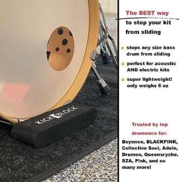 KickBlock - World’s Best Bass Drum Anchor System - Total Slide Prevention - Stops Bass Drum Creep ...