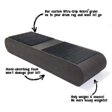 KickBlock - World’s Best Bass Drum Anchor System - Total Slide Prevention - Stops Bass Drum Creep & Slipping - Drum Set Accessory & Gift (Stage Black)